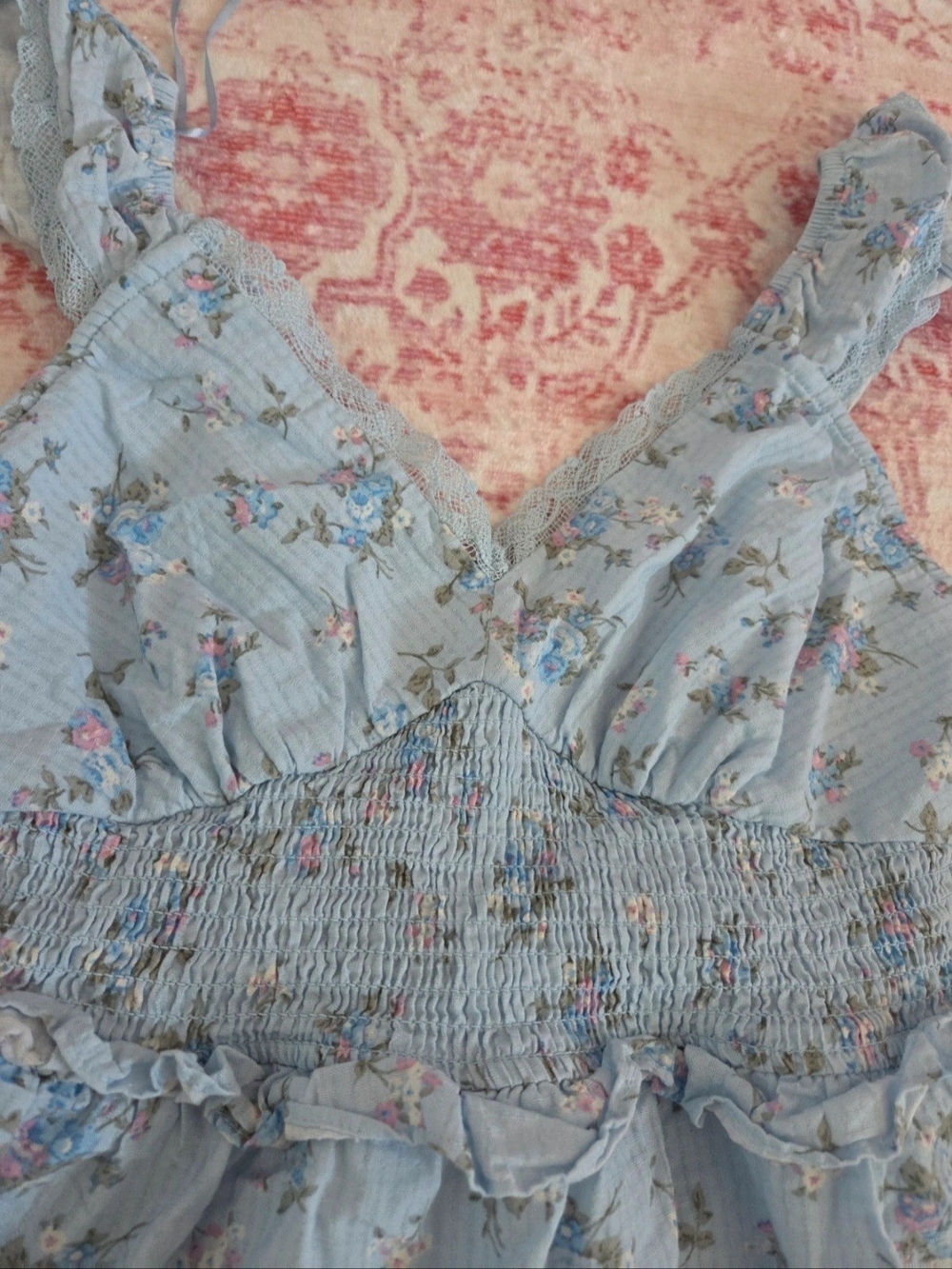Light Blue Floral Ruffle Sundress - Picture 6 of 7